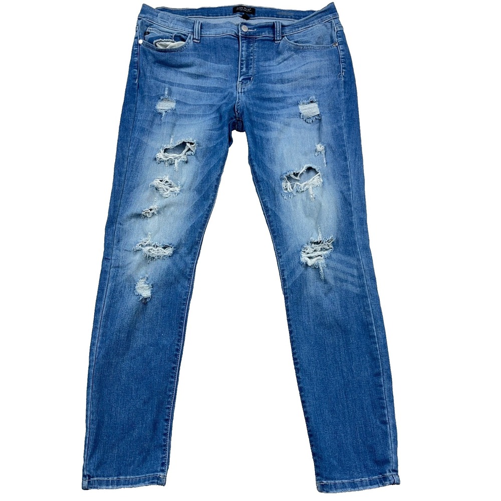 Judy‎ Blue Jeans Women XL Skinny Fit Med Wash Faded Pants Stretch Jegging